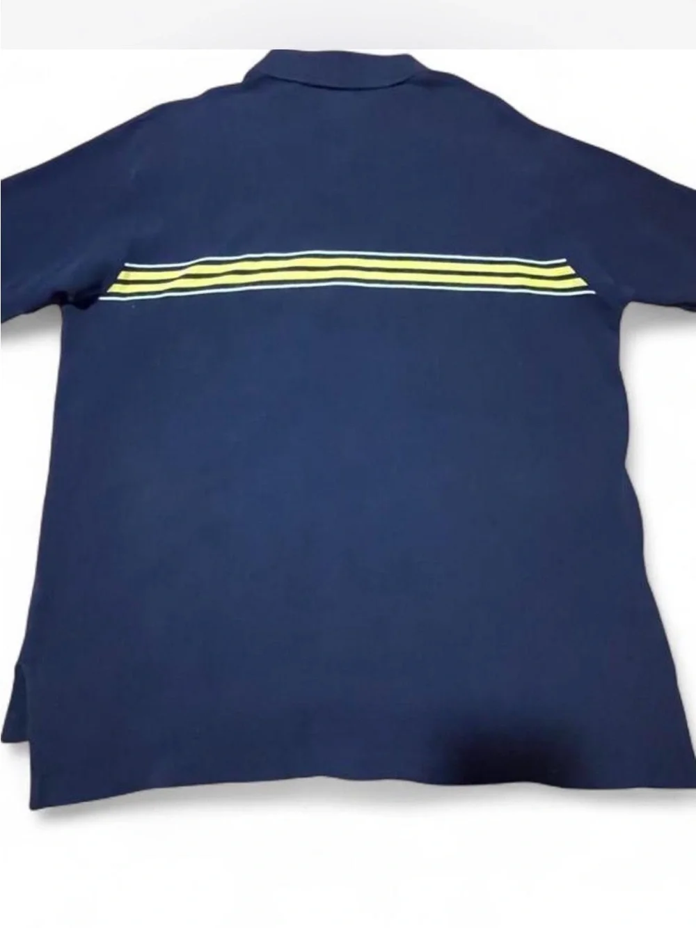 Vintage 90s Polo Sport Ralph Lauren Striped Polo Shirt Navy Blue Yellow XL